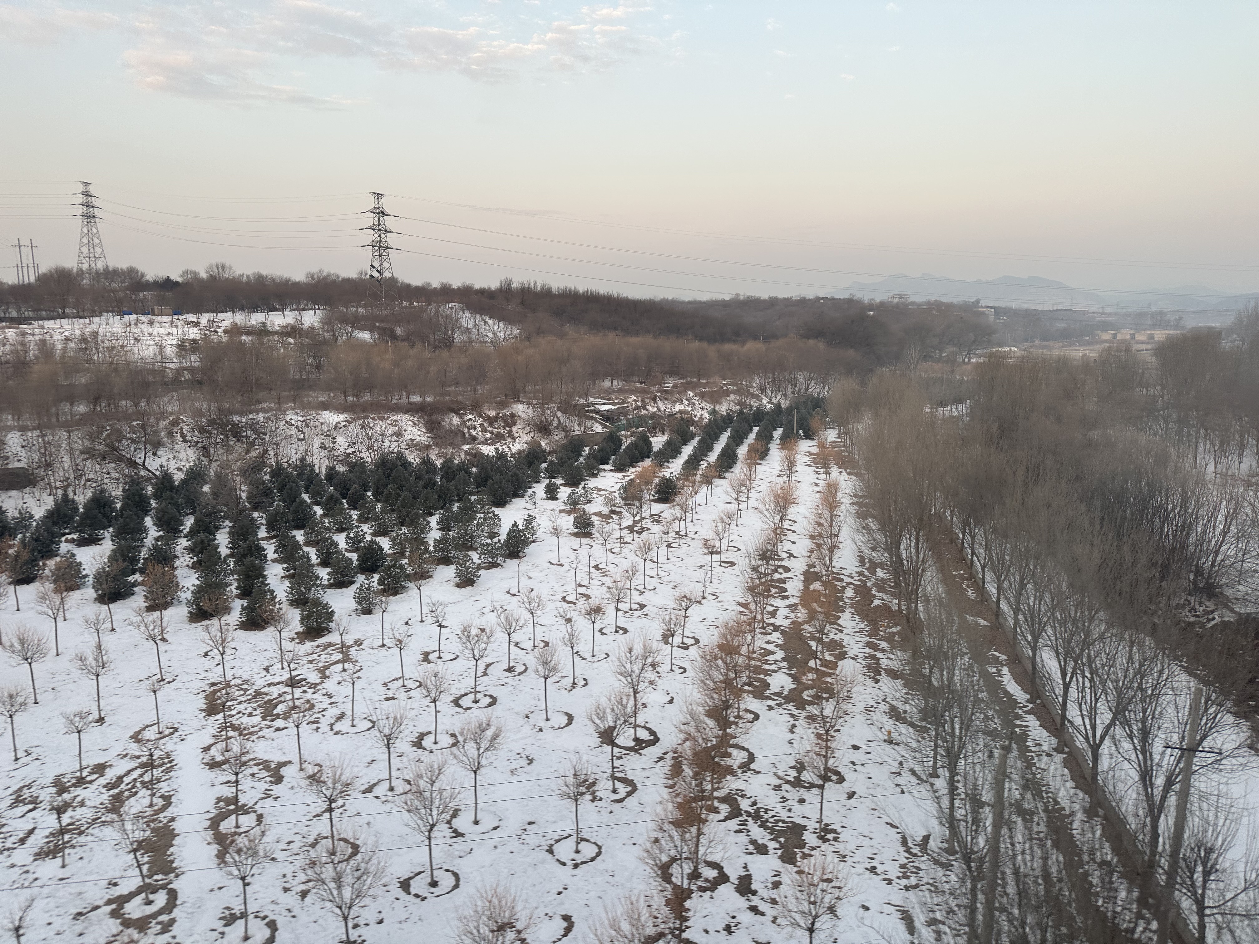 京畿一处小山丘上的积雪